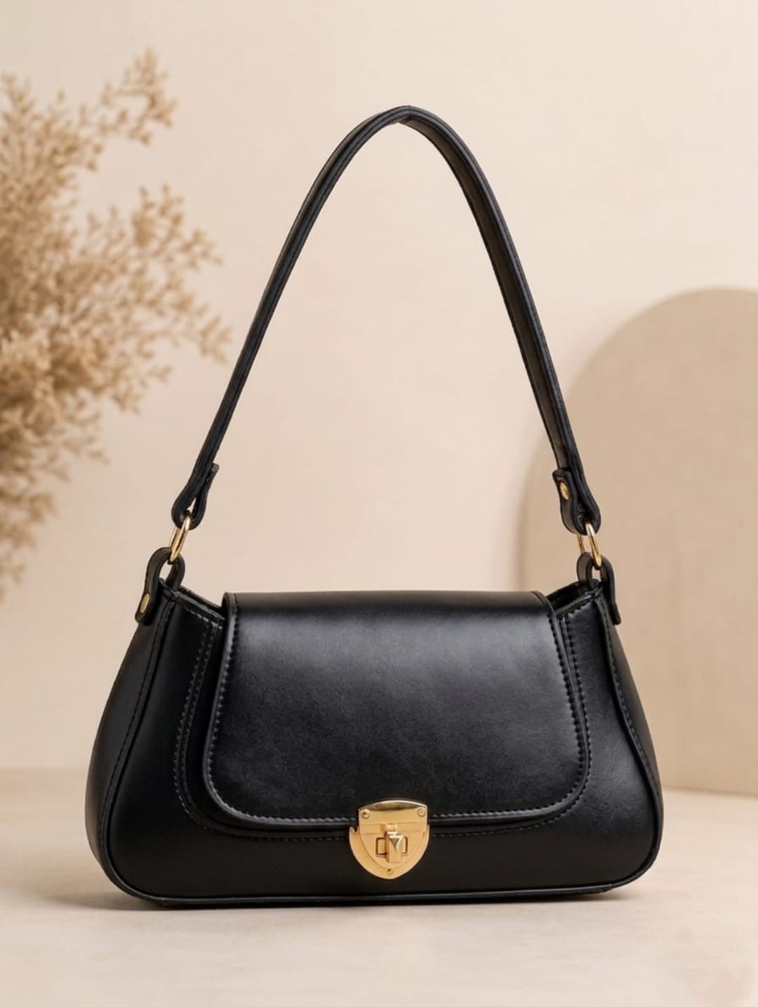 Shoulder Purse for Women – Premium Leather Look Handbag Black