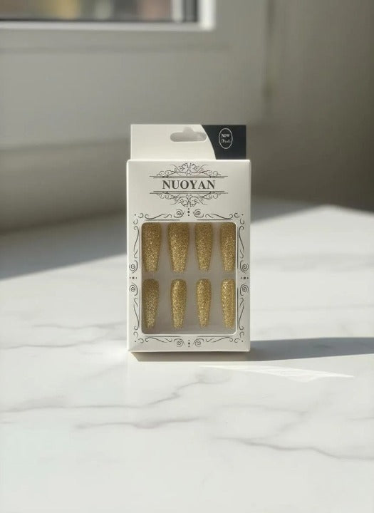 Multicolor Glittery Long Stick-On Artificial Nails